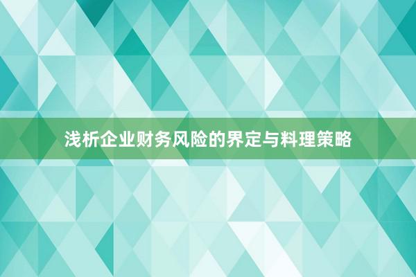 浅析企业财务风险的界定与料理策略